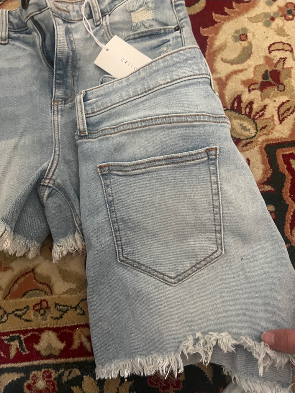 Cello Light Blue Distressed Women's Denim Shorts-set of 2 - Picture 4 of 4